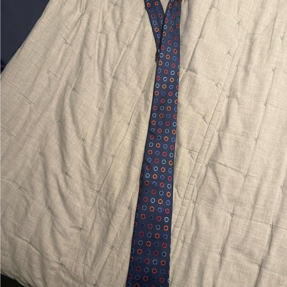 Duchamp Blue Tie with Red and Blue Circles